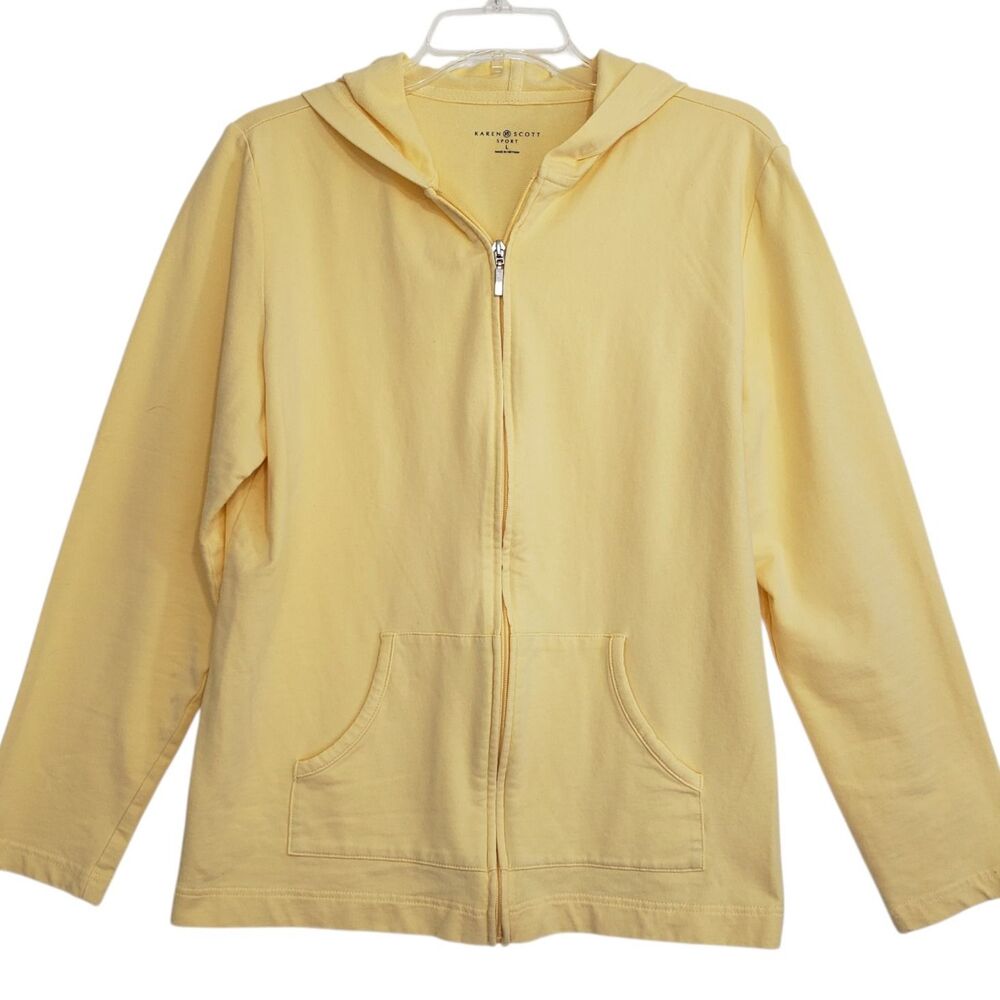 Karen Scott Sport Women's Large Yellow Full Zip Hooded Jacket